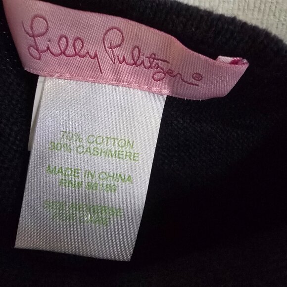 Lilly Pulitzer Tootsie Navy Blue Cotton Cashmere Ruffle Sleeve cardigan One Size - Picture 2 of 11